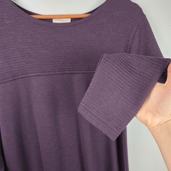 COLDWATER CREEK Midi Sweater Dress Comfy Pullover Deep Purple Womens Size L‎ - Picture 4 of 14